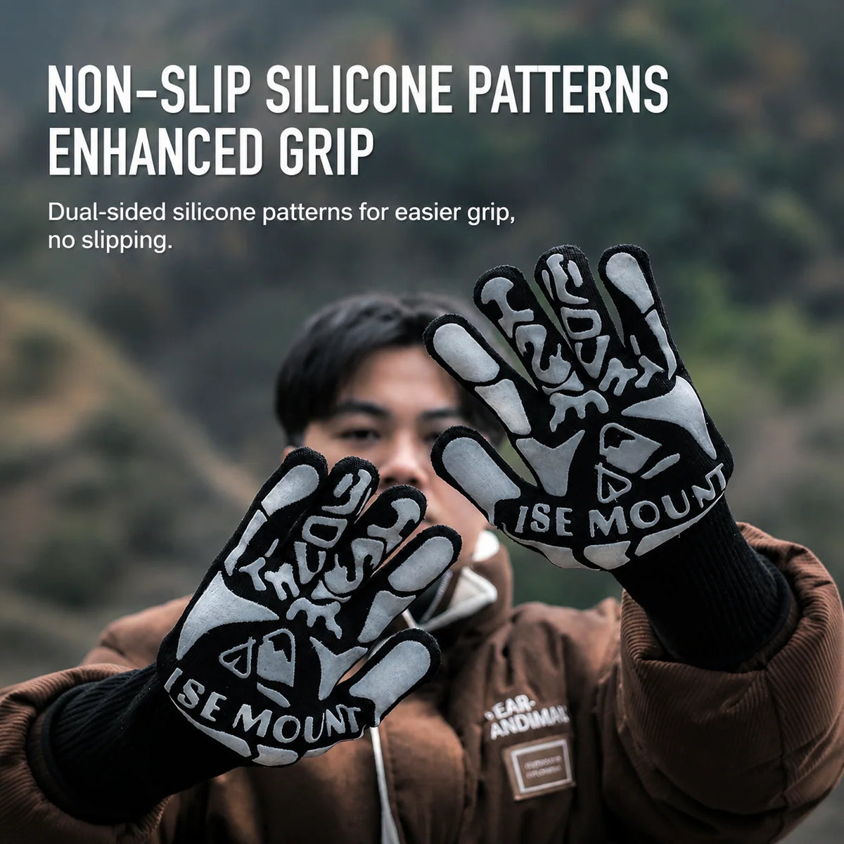 BBQ Gloves Heat-Resistant Non-Slip Grip Extended Cuffs