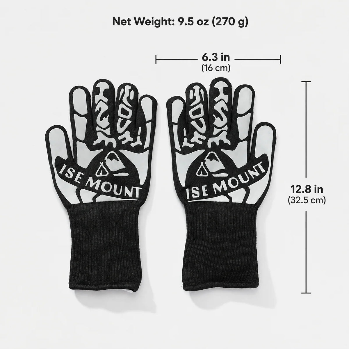 BBQ Gloves Heat-Resistant Non-Slip Grip Extended Cuffs