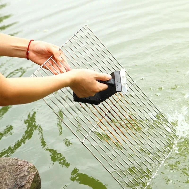 BBQ Grill Brush 3-In-1 Scraper Brass Bristles Anti-Slip Handle