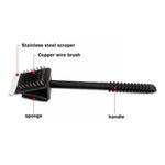 BBQ Grill Brush 3-in-1 Steel Bristles Scraper & Sponge