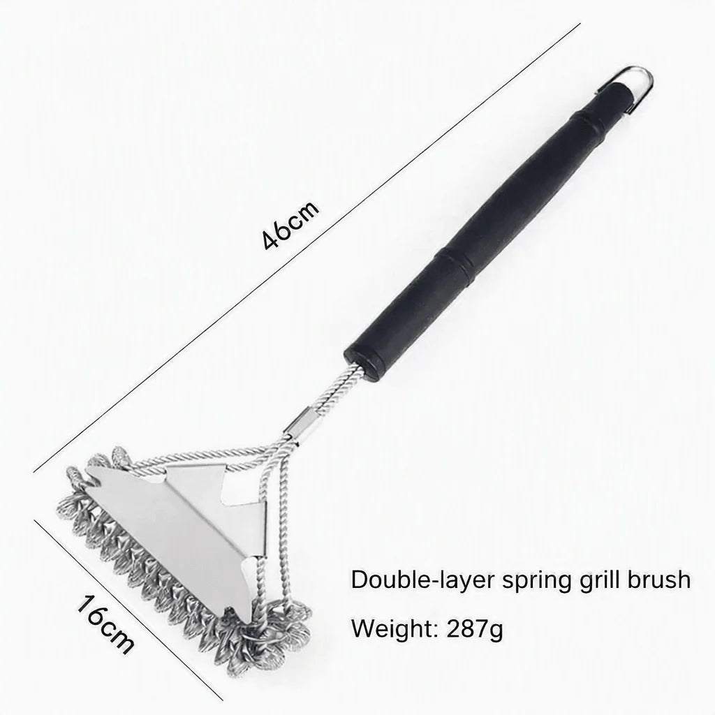 BBQ Grill Brush Bristle-Free Three-Head Stainless Steel Scraper