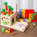 Baby Activity Cube Wooden Montessori Toy 8 Activities
