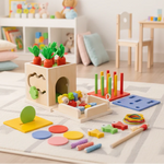 Baby Activity Cube Wooden Montessori Toy 8 Activities