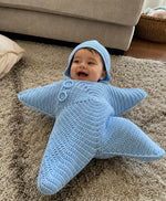 Baby Blanket Hooded Star-Shaped Crocheted Cotton Button Closure