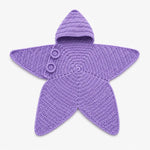 Baby Blanket Hooded Star-Shaped Crocheted Cotton Button Closure