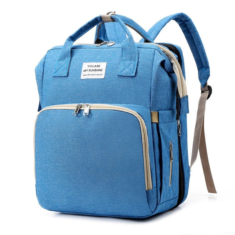 Baby Changing Backpack Fold-Out Travel Bed Insulated Bottle Pockets