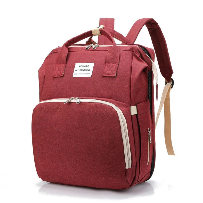 Baby Changing Backpack Fold-Out Travel Bed Insulated Bottle Pockets