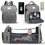 Baby Changing Backpack Fold-Out Travel Bed Insulated Bottle Pockets