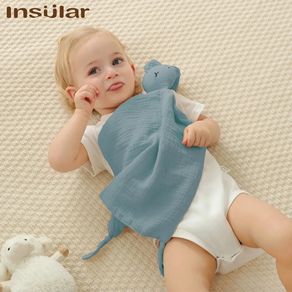 Baby Comfort Blanket Animal Head Lightweight Breathable Muslin Washable