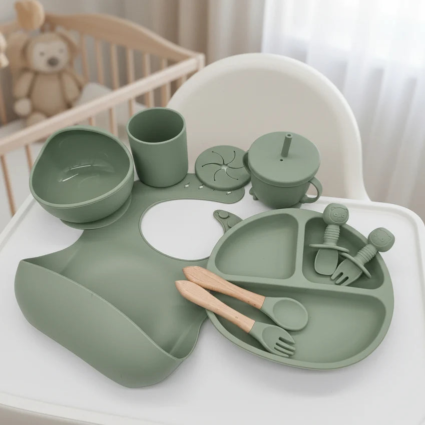 Baby Dinnerware Set 10-Piece Silicone Suction Base