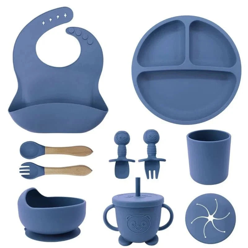 Baby Dinnerware Set 10-Piece Silicone Suction Base