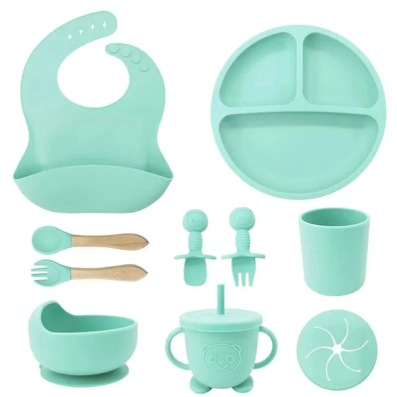 Baby Dinnerware Set 10-Piece Silicone Suction Base