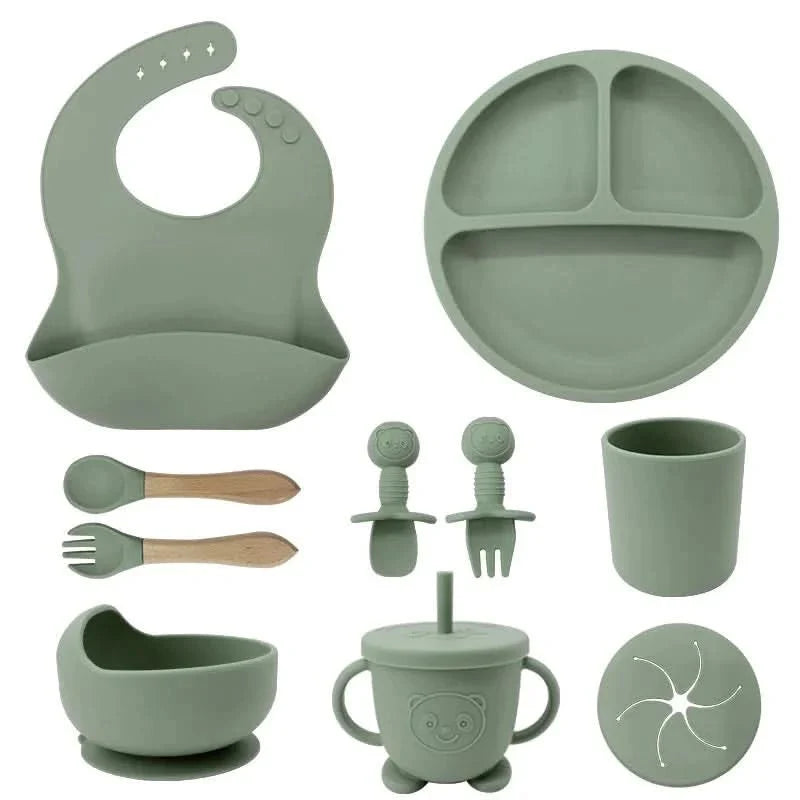 Baby Dinnerware Set 10-Piece Silicone Suction Base