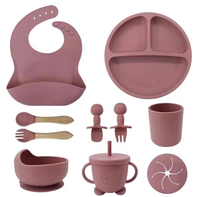 Baby Dinnerware Set 10-Piece Silicone Suction Base