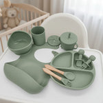 Baby Dinnerware Set Silicone Suction Base BPA-Free 10-Piece