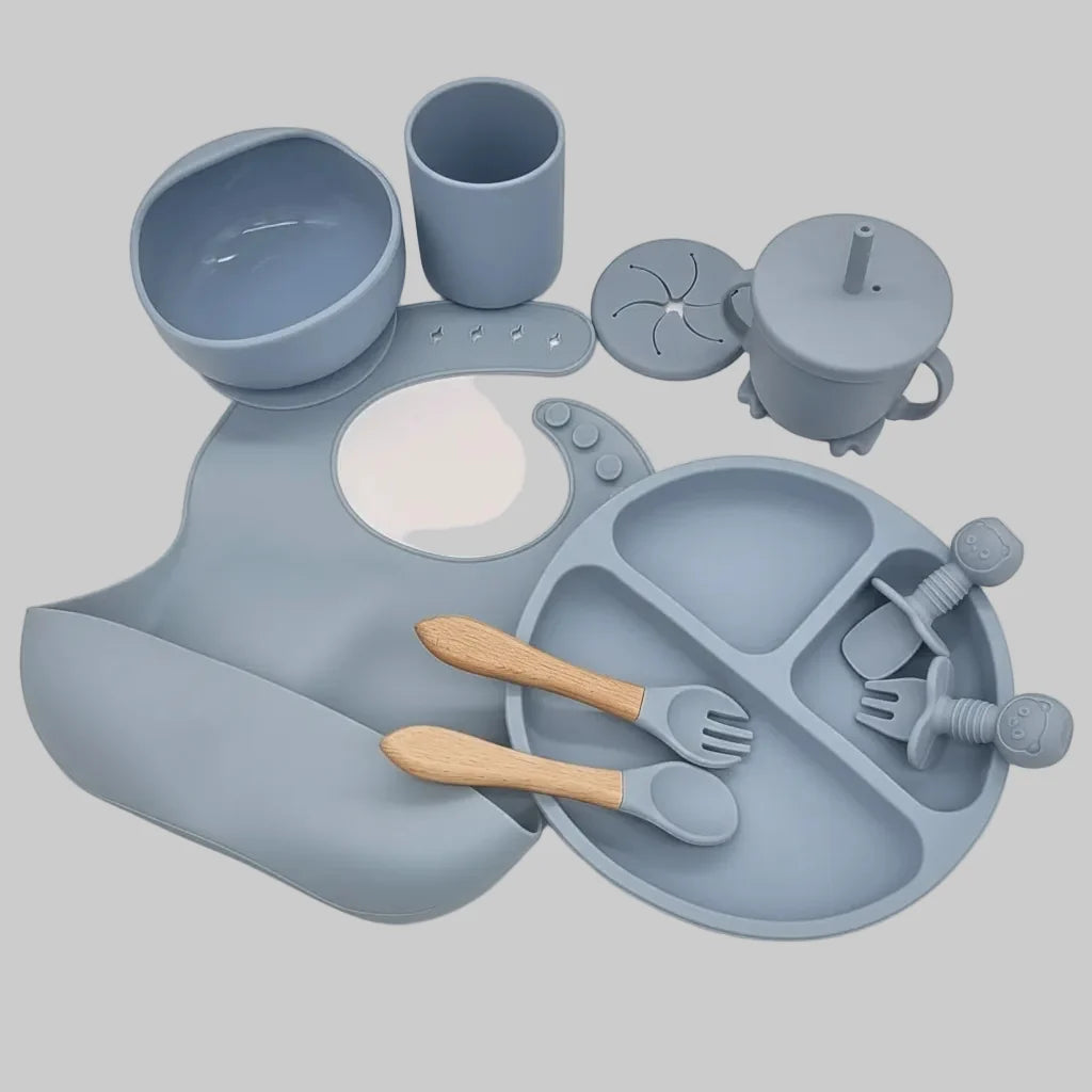Baby Dinnerware Set Silicone Suction Base BPA-Free 10-Piece