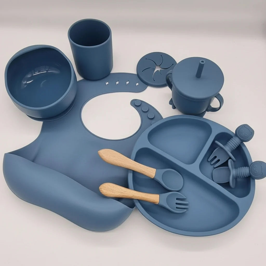 Baby Dinnerware Set Silicone Suction Base BPA-Free 10-Piece