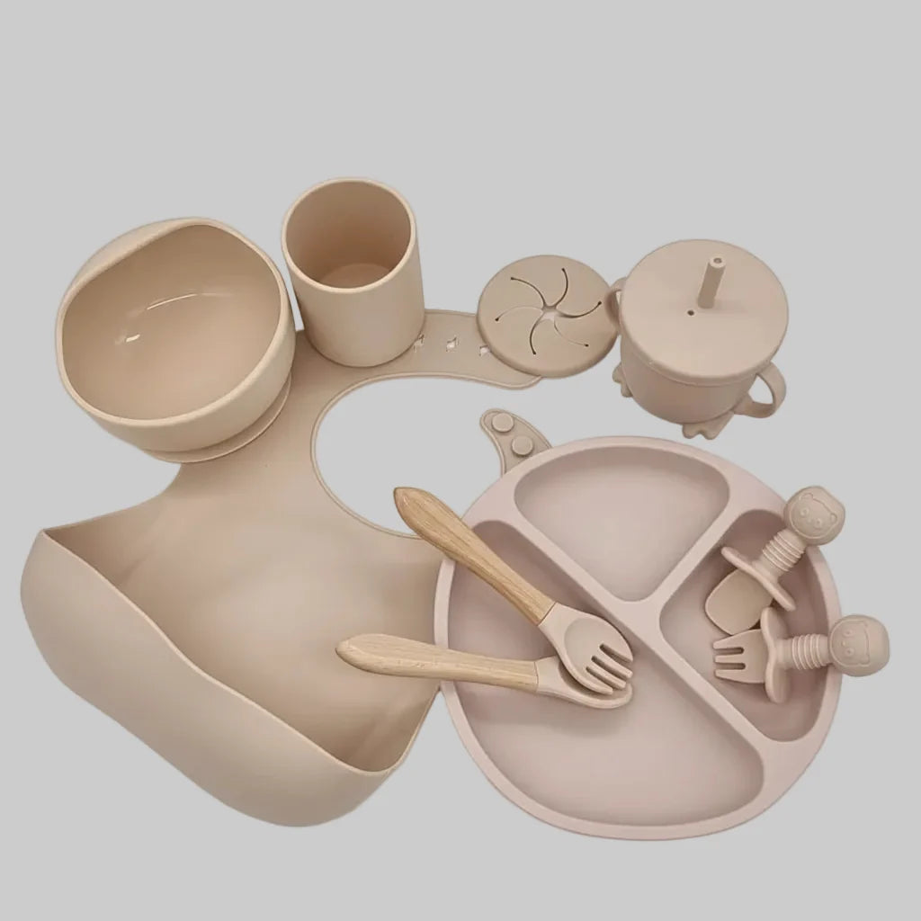 Baby Dinnerware Set Silicone Suction Base BPA-Free 10-Piece
