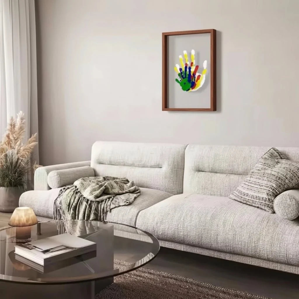 Baby Handprint & Footprint Frame Non-Toxic Clay Natural Wood
