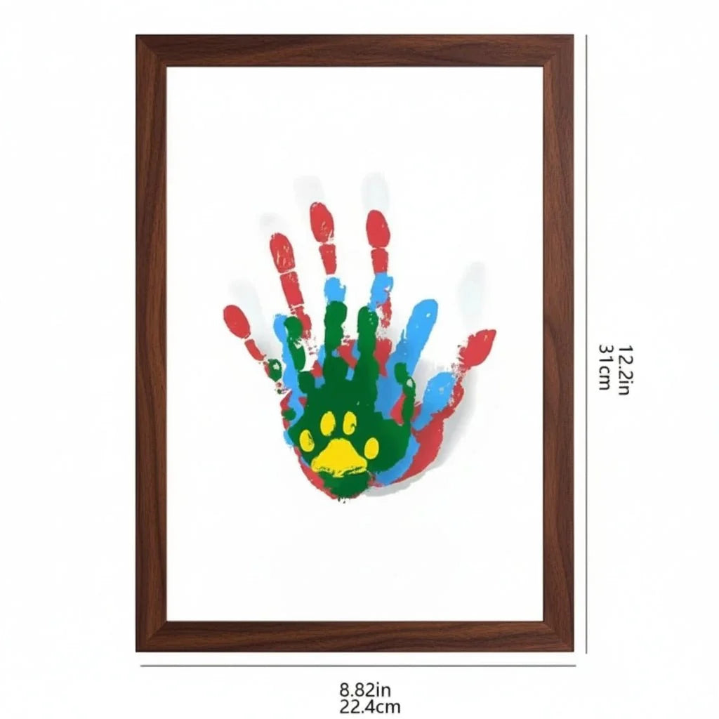 Baby Handprint & Footprint Frame Non-Toxic Clay Natural Wood