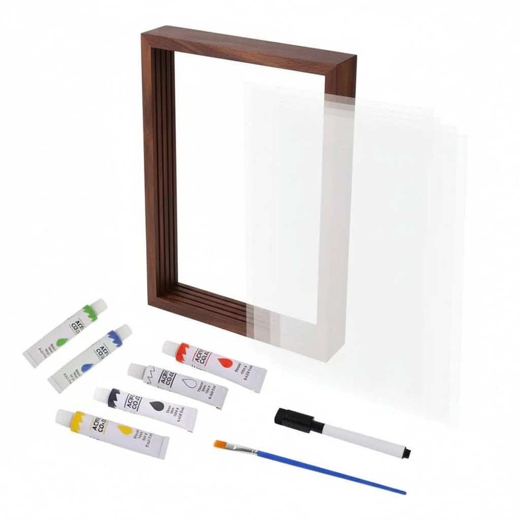 Baby Handprint & Footprint Frame Non-Toxic Clay Natural Wood