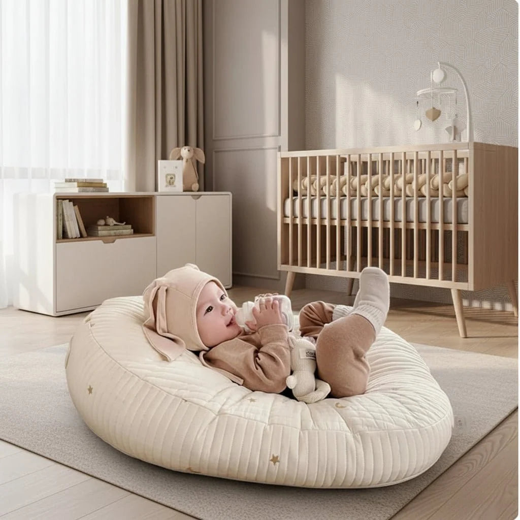 Baby Lounger Cushion Breathable Cotton Ergonomic Support