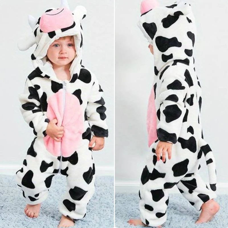 Baby Onesie Fluffy Lined Zip & Snap Closure