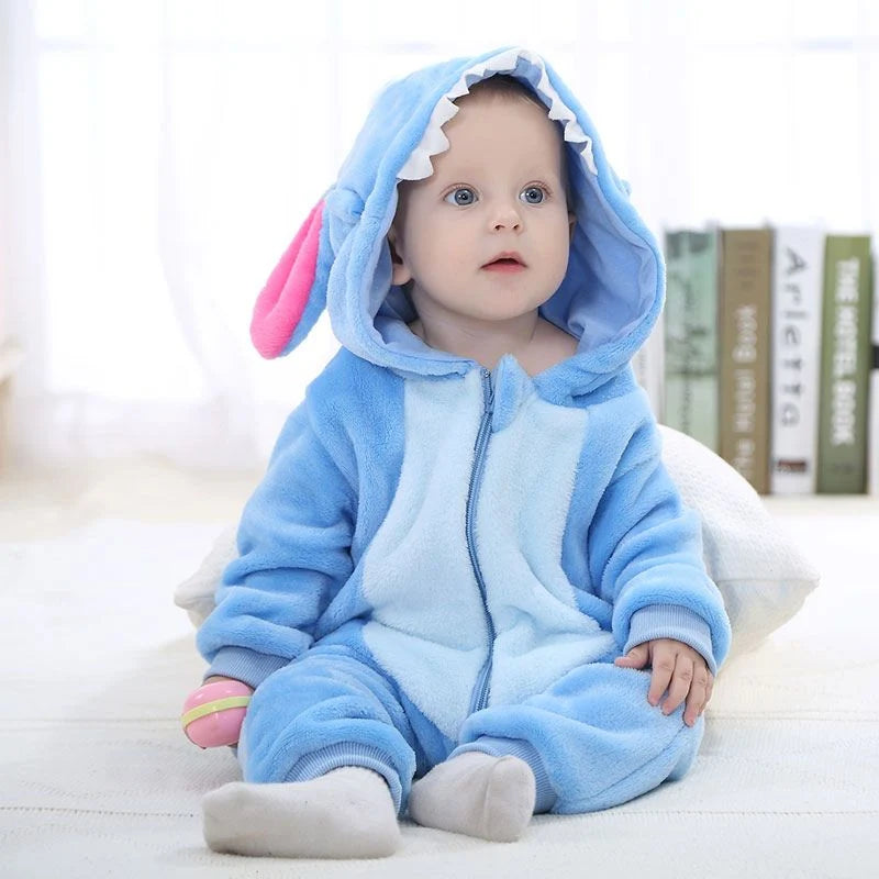 Baby Onesie Fluffy Lined Zip & Snap Closure