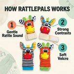 Baby Rattle Set Cotton 4-Piece Wrist & Foot Rattles