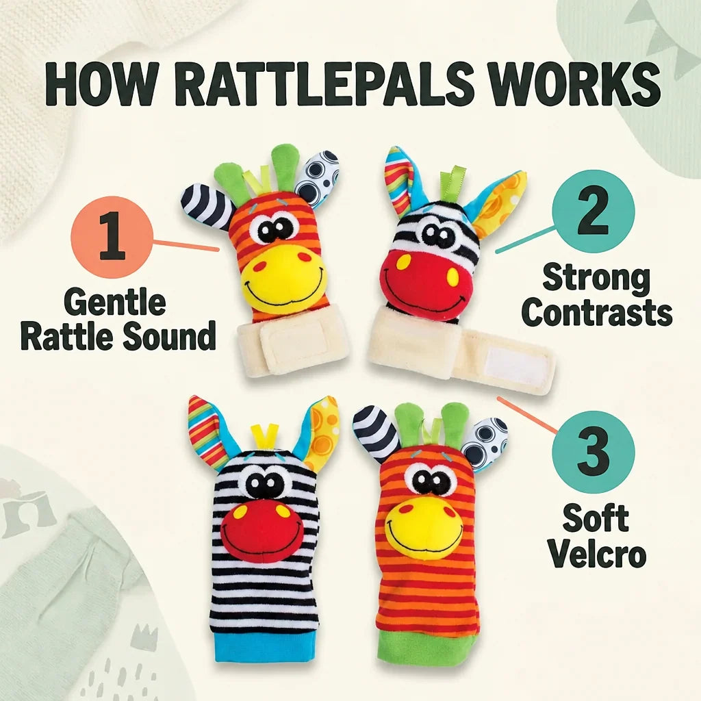 Baby Rattle Set Cotton 4-Piece Wrist & Foot Rattles