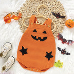 Baby Romper Knitted Pumpkin Print Adjustable Straps