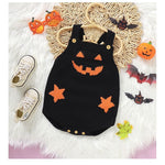 Baby Romper Knitted Pumpkin Print Adjustable Straps