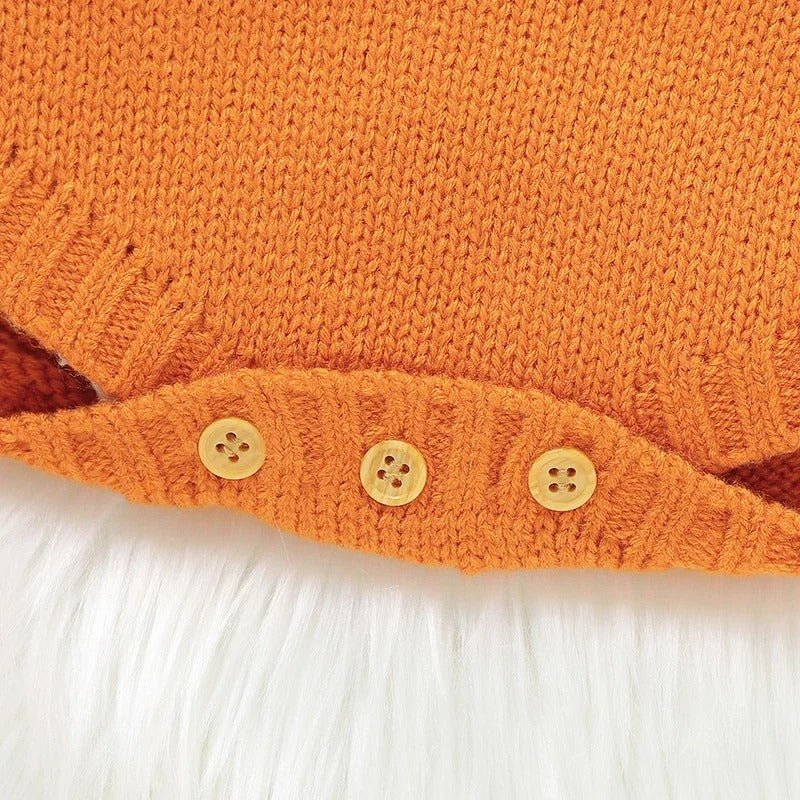 Baby Romper Knitted Pumpkin Print Adjustable Straps