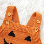 Baby Romper Knitted Pumpkin Print Adjustable Straps