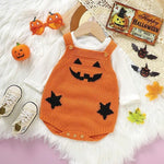 Baby Romper Knitted Pumpkin Print Adjustable Straps