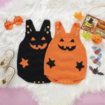 Baby Romper Knitted Pumpkin Print Adjustable Straps