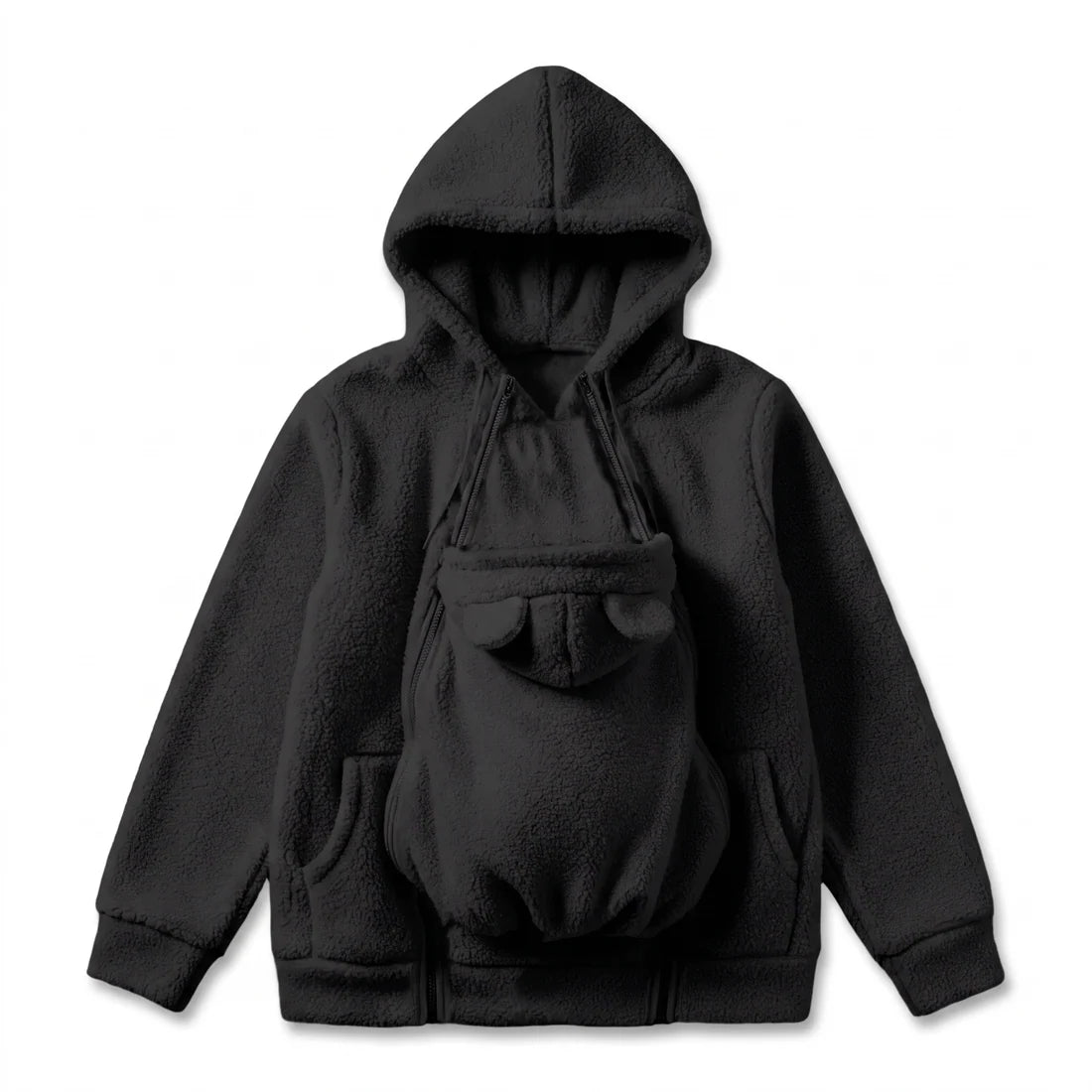 Babywearing Hoodie Built-In Baby Pouch Soft Fleece Zipper Front