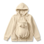 Babywearing Hoodie Built-In Baby Pouch Soft Fleece Zipper Front