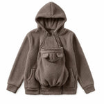 Babywearing Hoodie Built-In Baby Pouch Soft Fleece Zipper Front