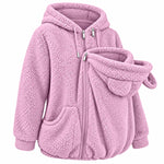 Babywearing Hoodie Plush Fleece Front Pouch Zipper Closure