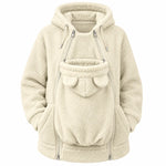 Babywearing Hoodie Plush Fleece Front Pouch Zipper Closure