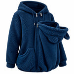 Babywearing Hoodie Plush Fleece Front Pouch Zipper Closure