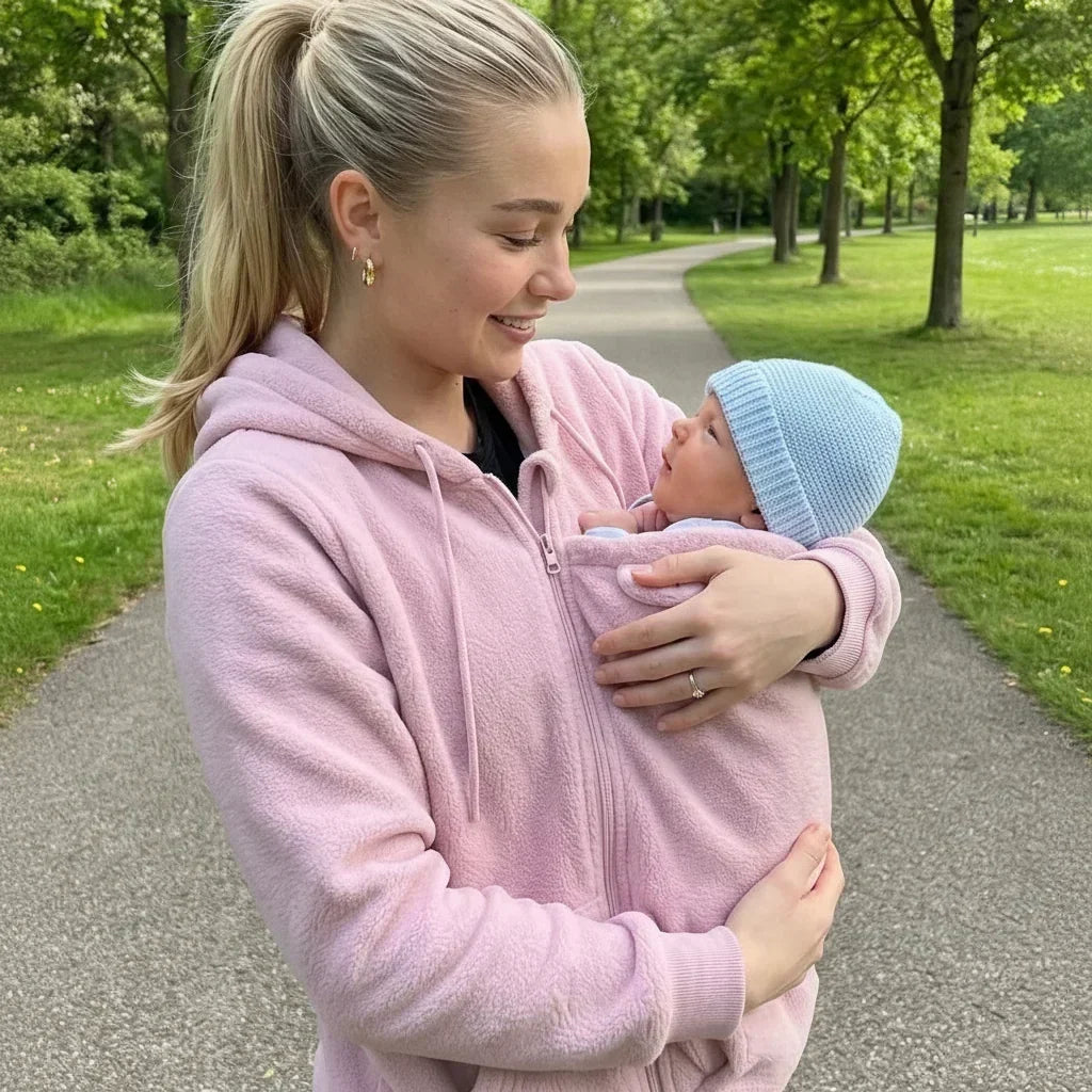 Babywearing Hoodie Sherpa Fleece Removable Zip-On Panel