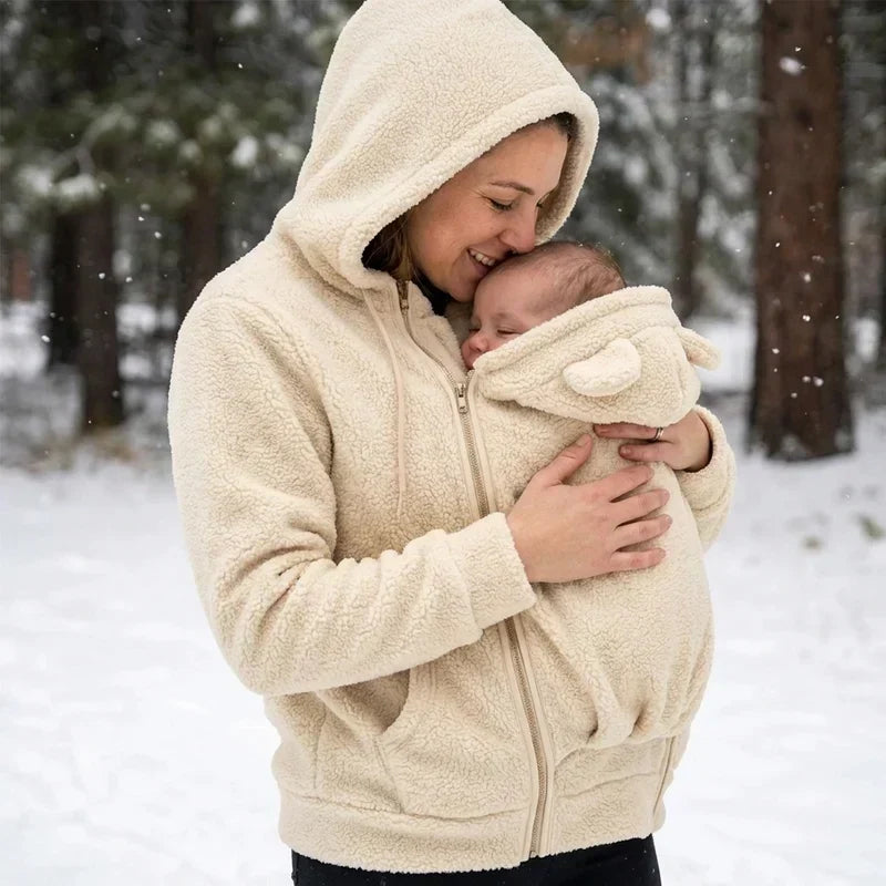 Babywearing Hoodie Sherpa Fleece Removable Zip-On Panel
