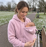 Babywearing Hoodie Soft Fleece Built-In Baby Pocket Front Zipper