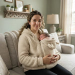Babywearing Hoodie Soft Fleece Built-In Baby Pocket Front Zipper