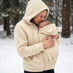 Babywearing Hoodie Soft Fleece Built-In Baby Pocket Front Zipper