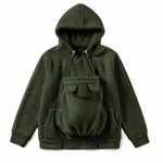 Babywearing Hoodie Soft Fleece Built-In Baby Pocket Front Zipper
