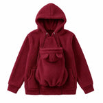 Babywearing Hoodie Soft Fleece Built-In Baby Pocket Front Zipper