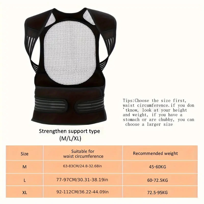 Back Brace Magnetic Infrared Heat Adjustable Lumbar Support